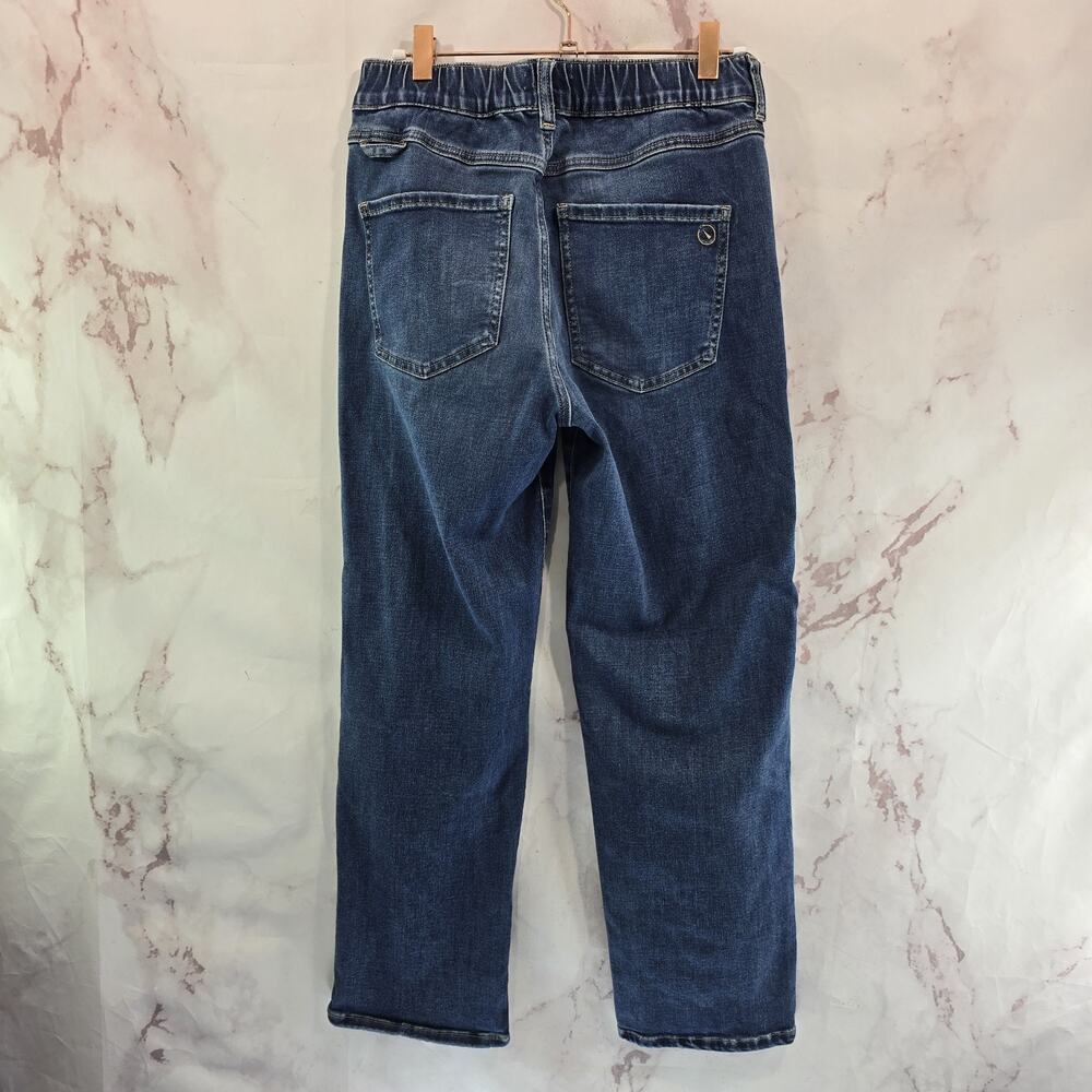 Up West Jeans Womens Small X 26 Wide Straight Crop Denim High Rise Pull Elastic